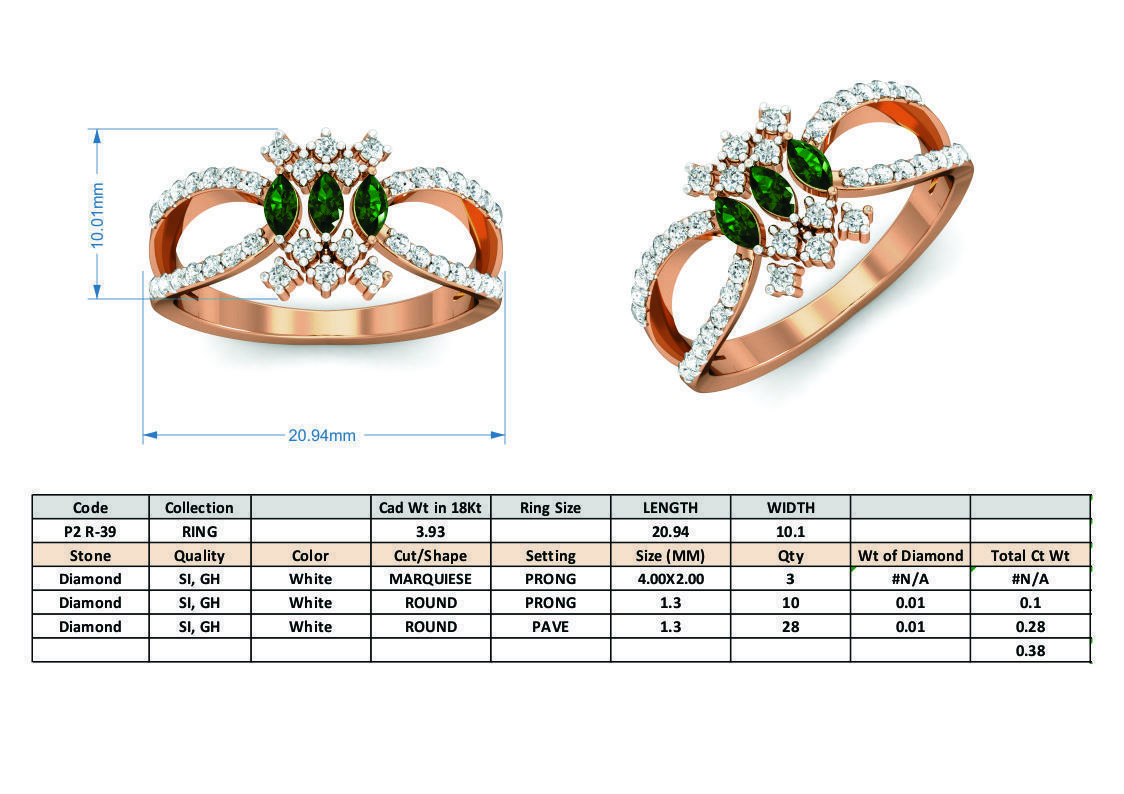 Women diamond ring 3dm stl render detail 3D print model_3