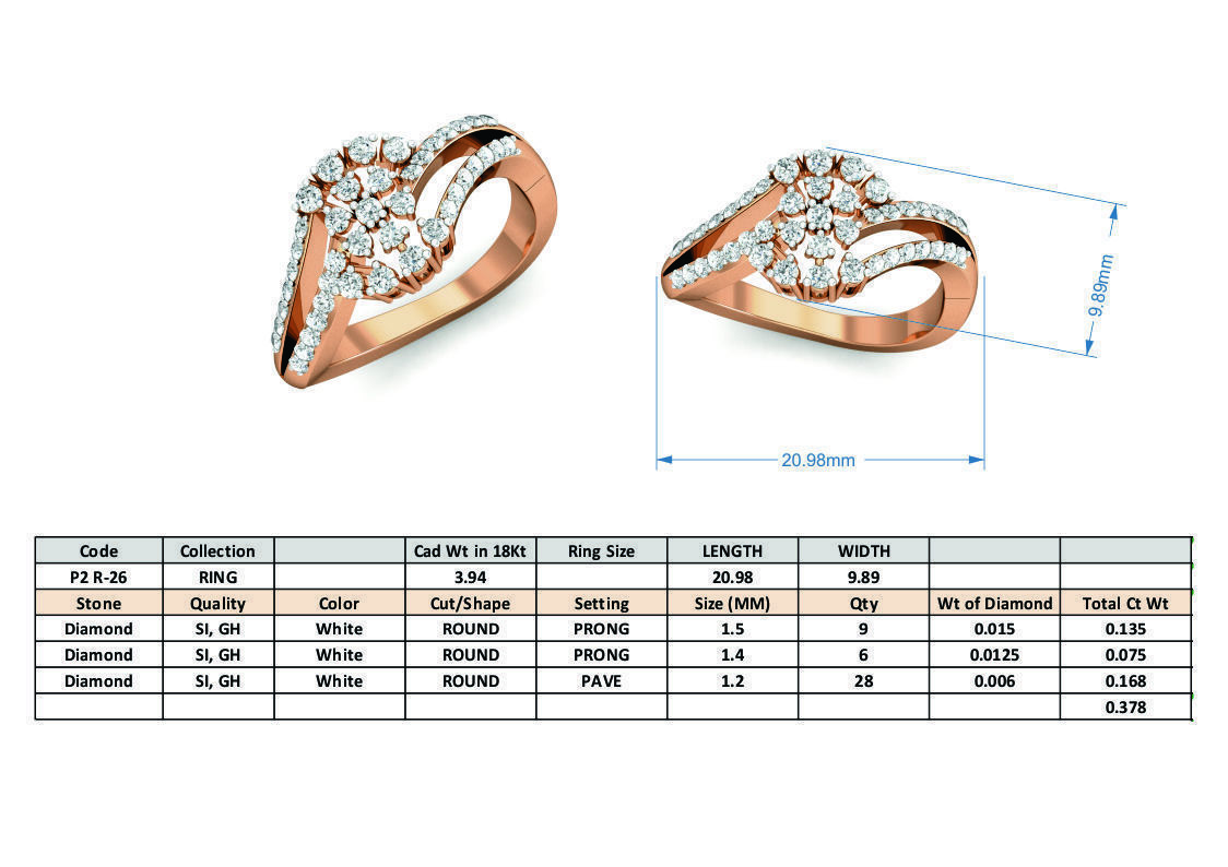 Women diamond ring 3dm stl render detail 3D print model_3