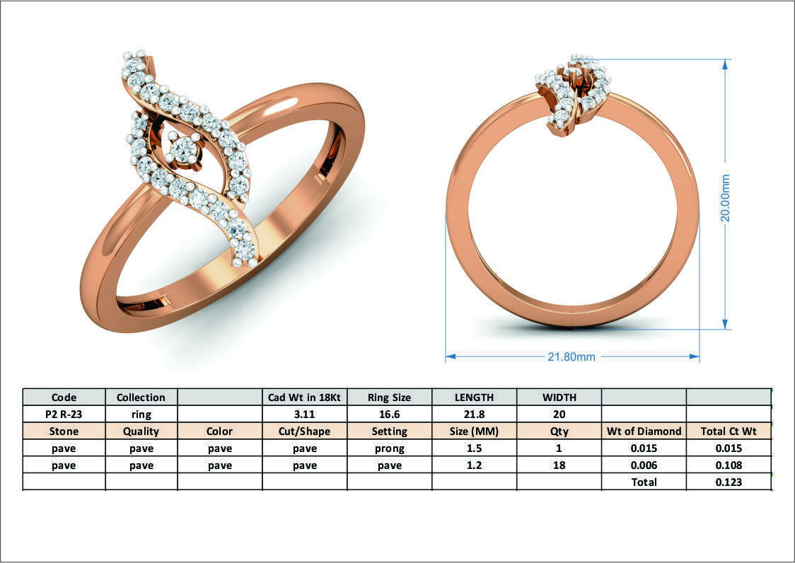 Women diamond ring 3dm stl render detail 3D print model_3