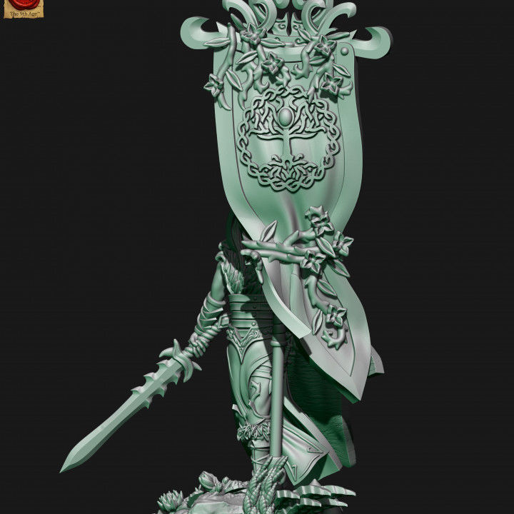 Wood elves battle standart bearer 3D print model_5