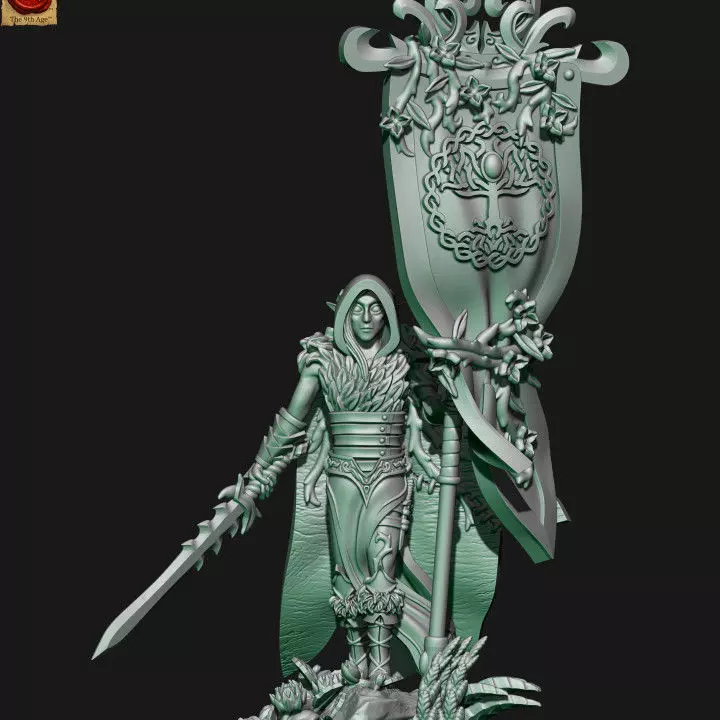 Wood elves battle standart bearer 3D print model_0