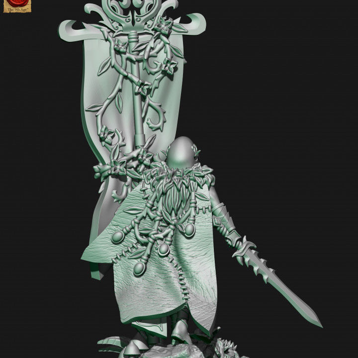 Wood elves battle standart bearer 3D print model_1