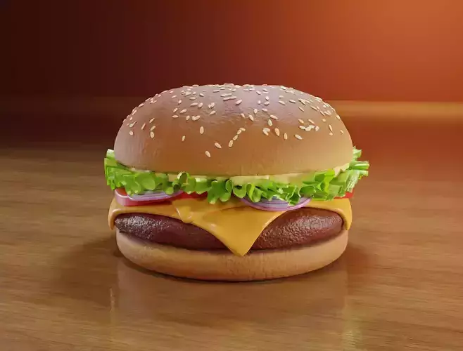 Hamburger on wooden table