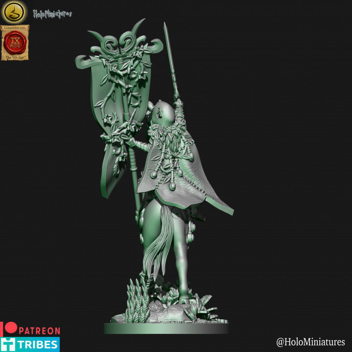 Wood elf battle standard bearer on horse 3D print model_1