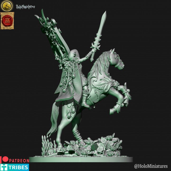 Wood elf battle standard bearer on horse 3D print model_4