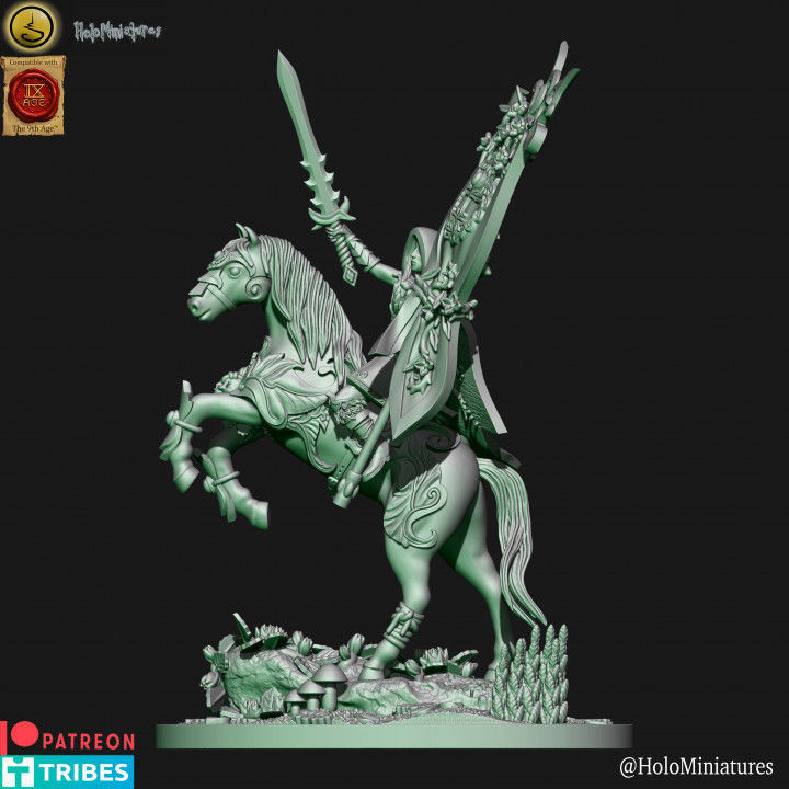 Wood elf battle standard bearer on horse 3D print model_2