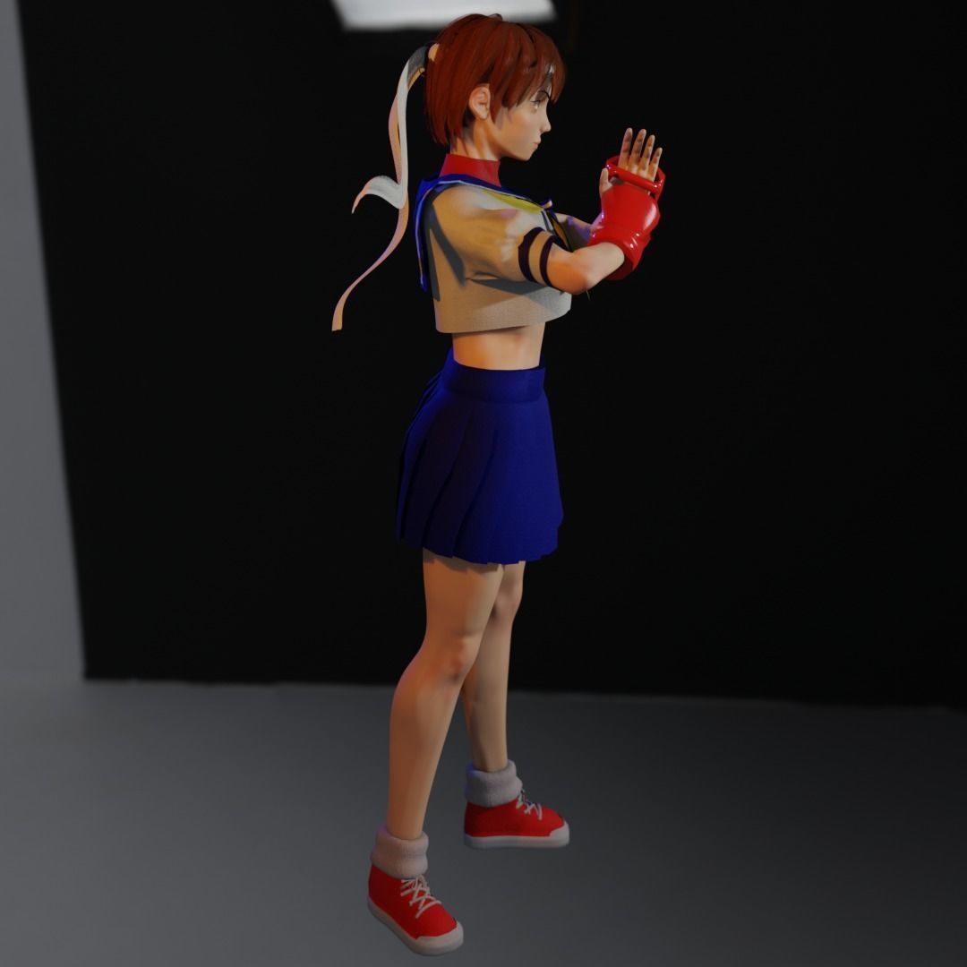 Sakura Kasugano Low-poly 3D model_3
