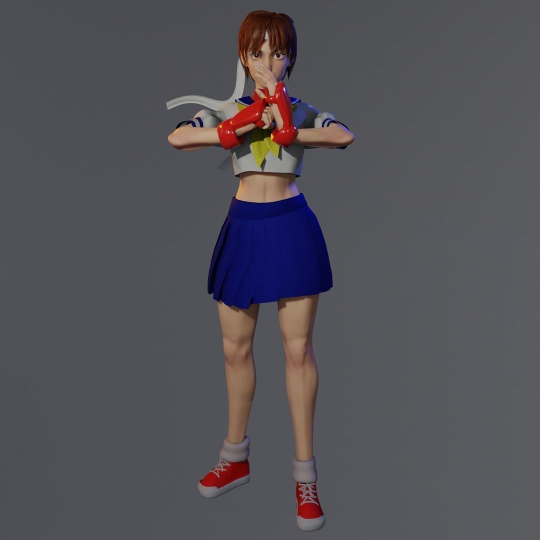 Sakura Kasugano Low-poly 3D model_2