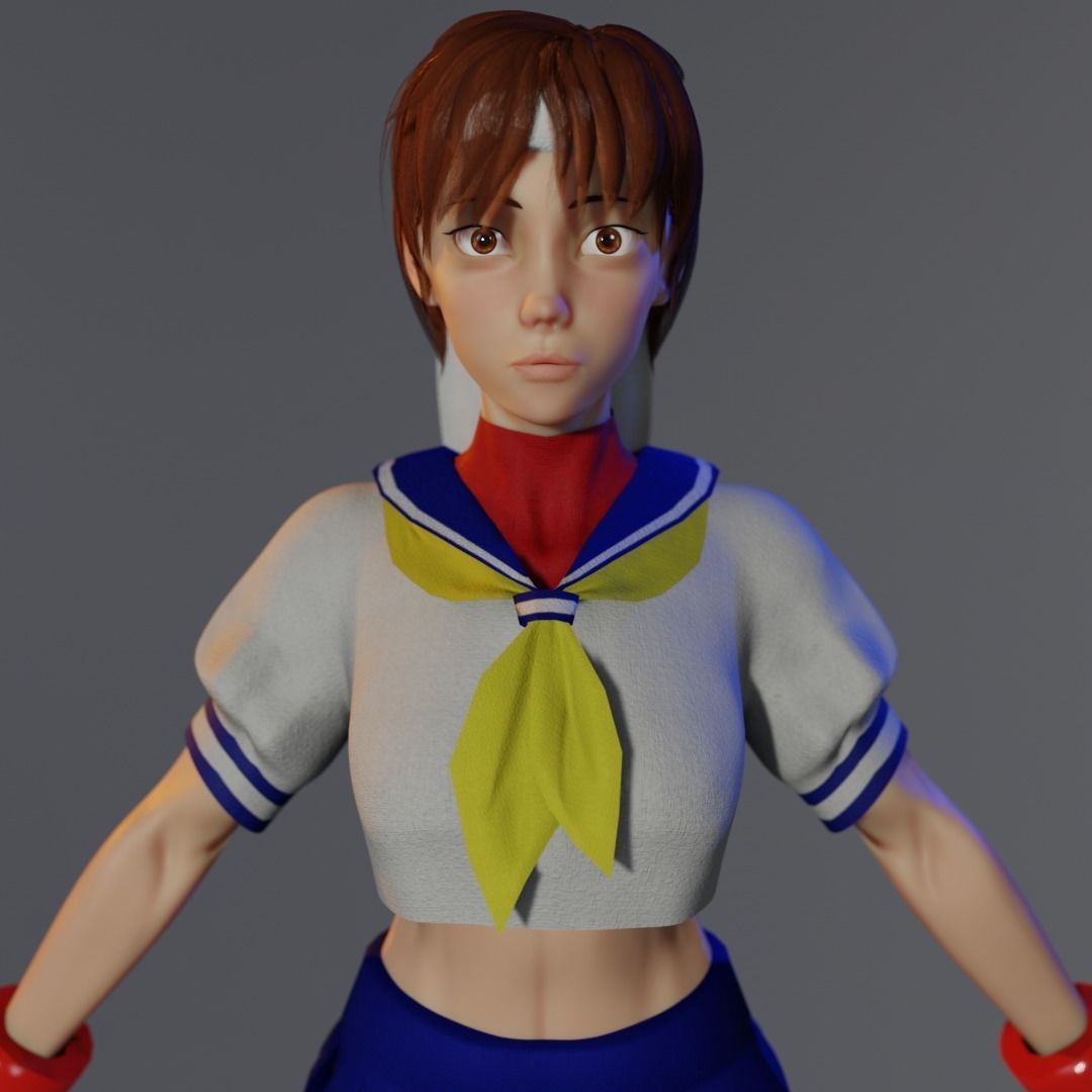 Sakura Kasugano Low-poly 3D model_5