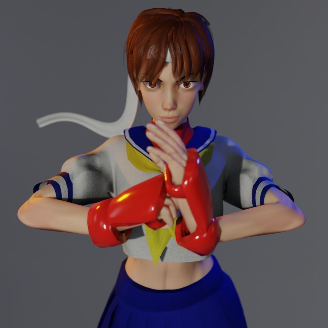 Sakura Kasugano Low-poly 3D model_1