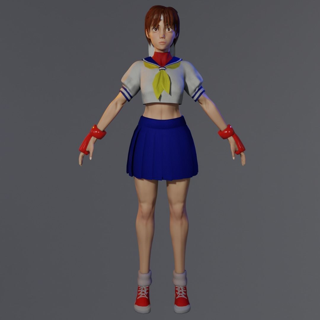 Sakura Kasugano Low-poly 3D model_6