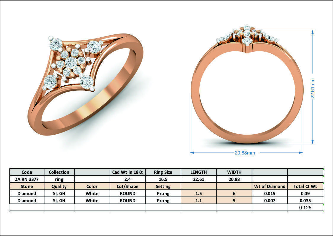 Women diamond ring 3dm stl render detail 3D print model_3
