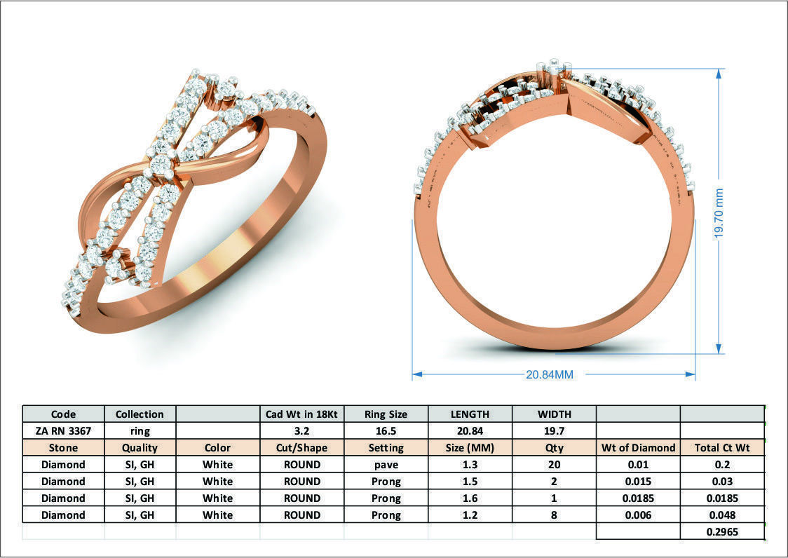 Women diamond ring 3dm stl render detail 3D print model_3