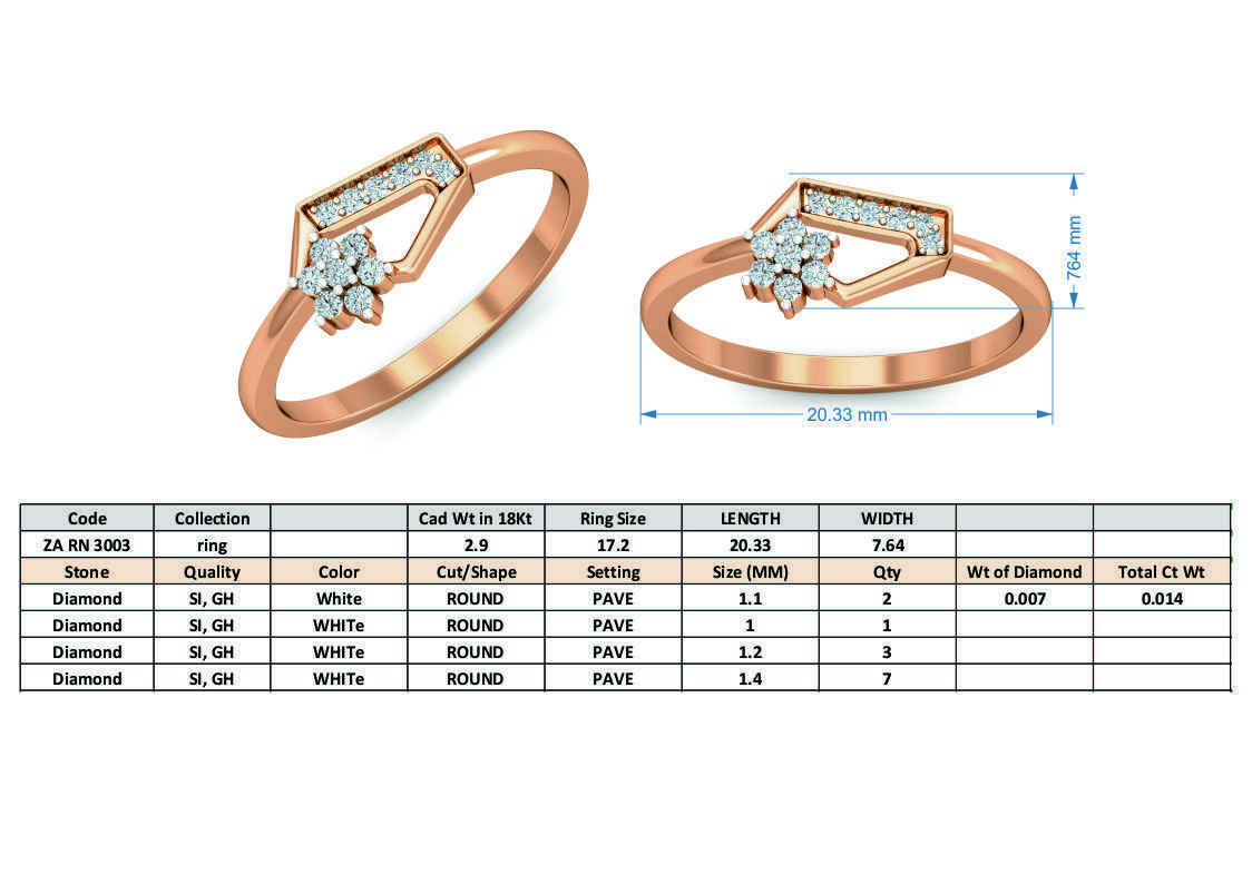 Women diamond ring 3dm stl render detail 3D print model_3