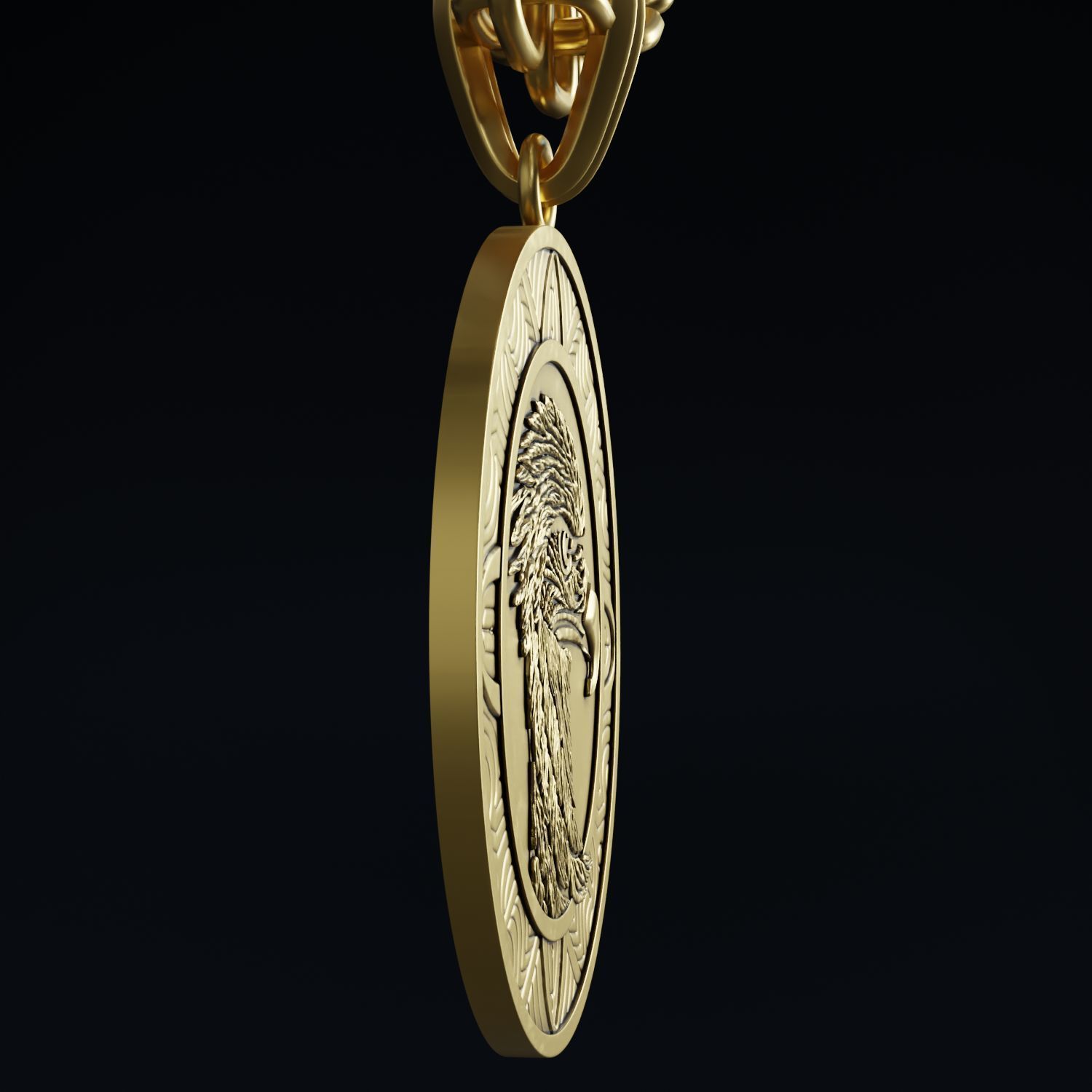 Eagle Stylized Pendant Coin Amulet Necklace 3D print model_5