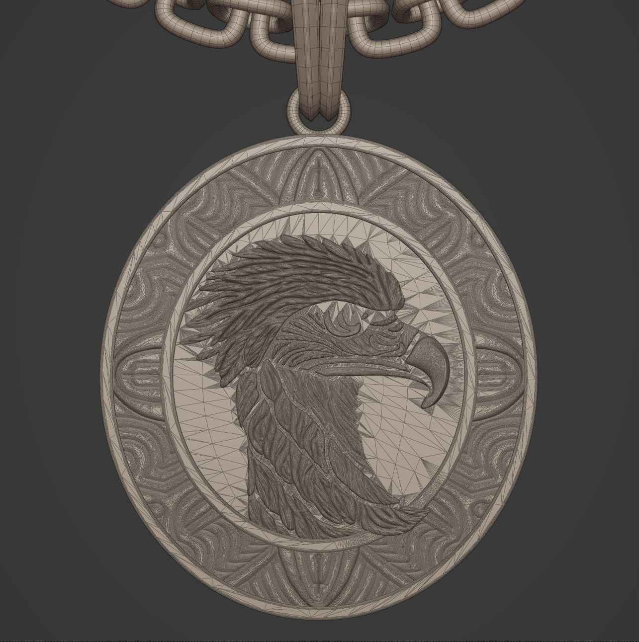 Eagle Stylized Pendant Coin Amulet Necklace 3D print model_14