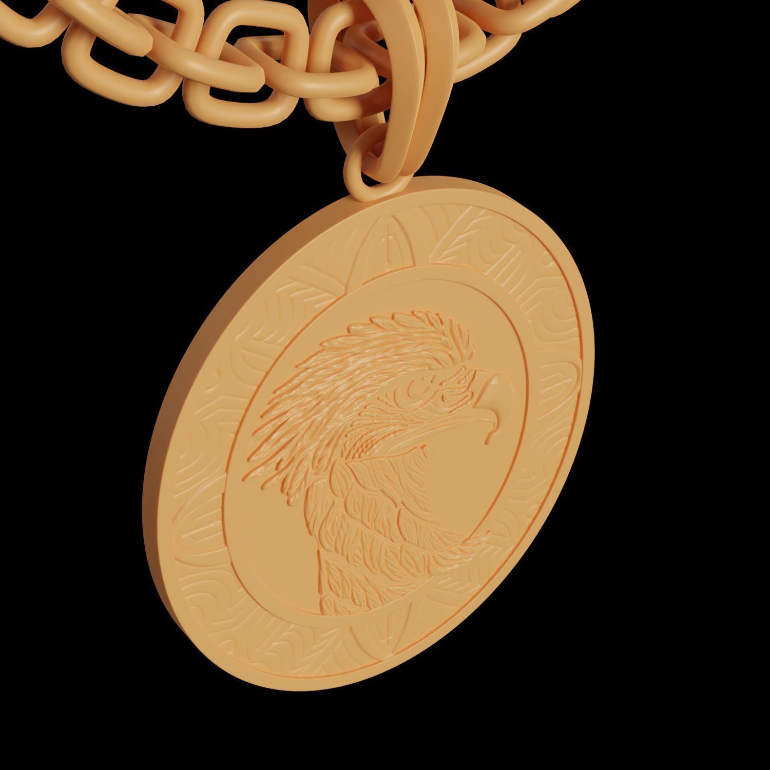 Eagle Stylized Pendant Coin Amulet Necklace 3D print model_13