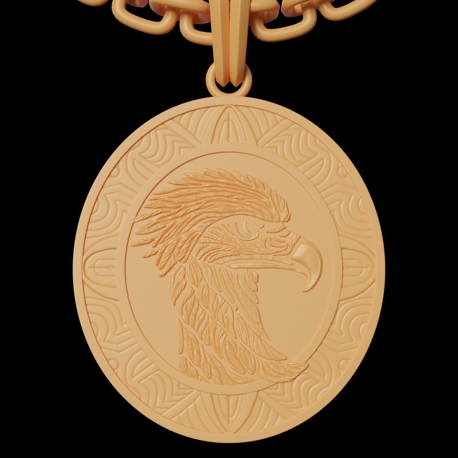 Eagle Stylized Pendant Coin Amulet Necklace 3D print model_8