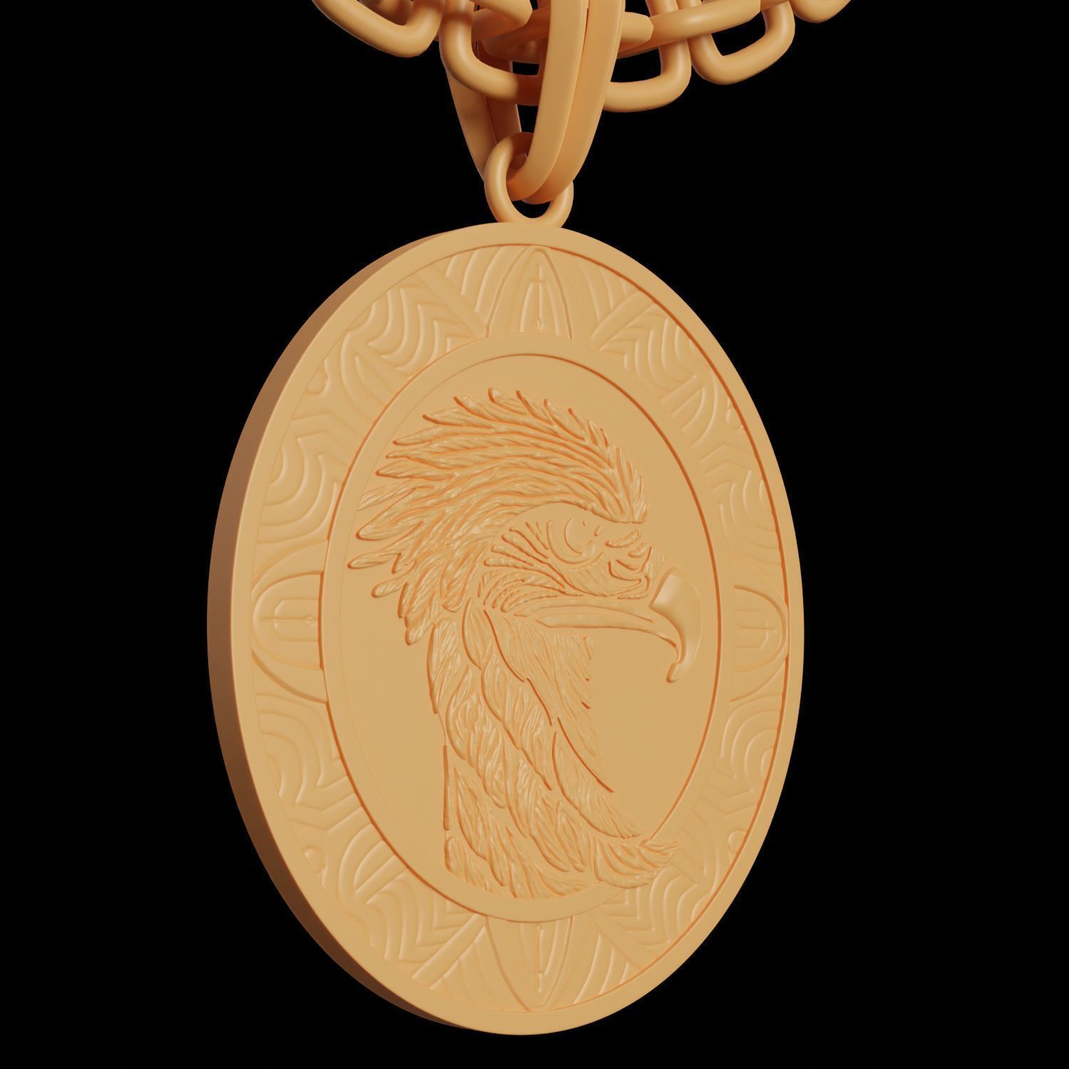 Eagle Stylized Pendant Coin Amulet Necklace 3D print model_10