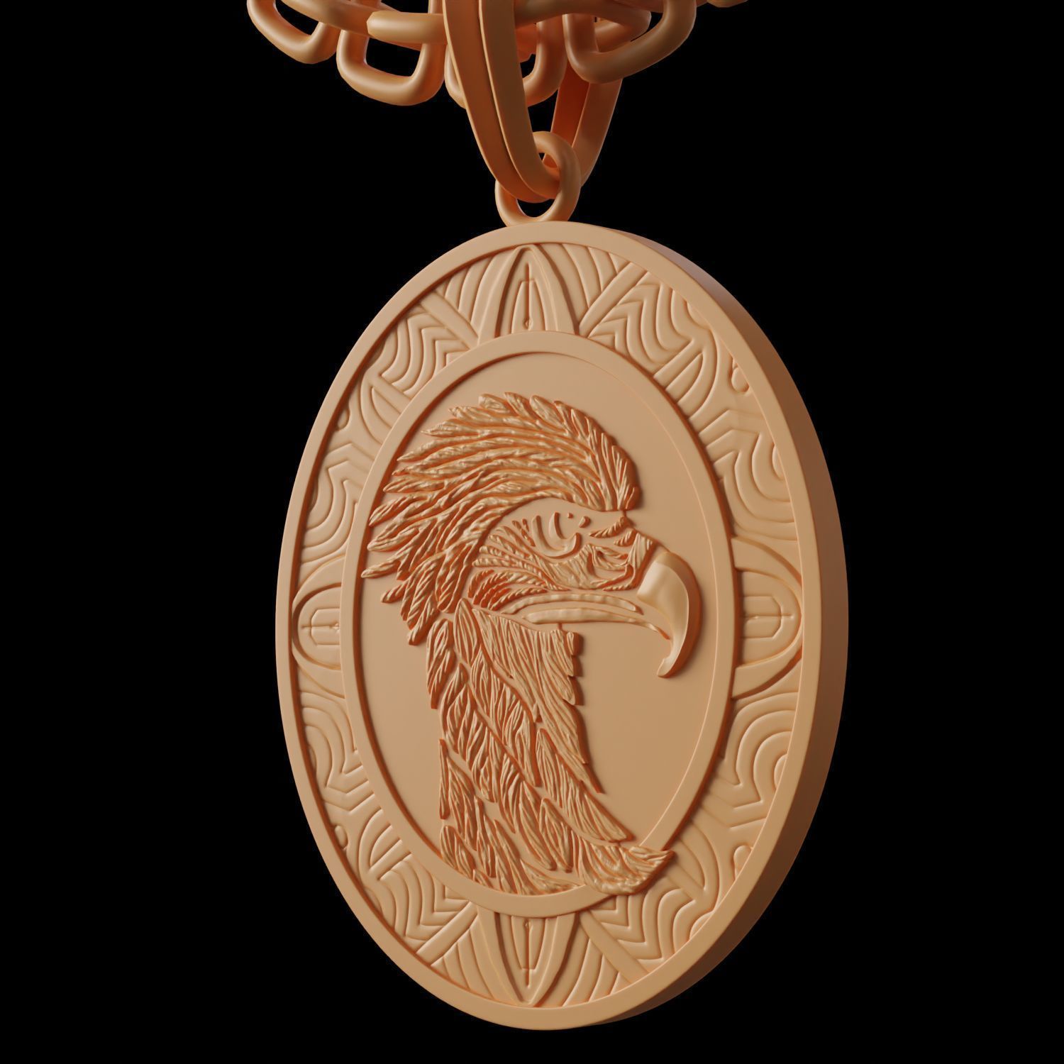 Eagle Stylized Pendant Coin Amulet Necklace 3D print model_9