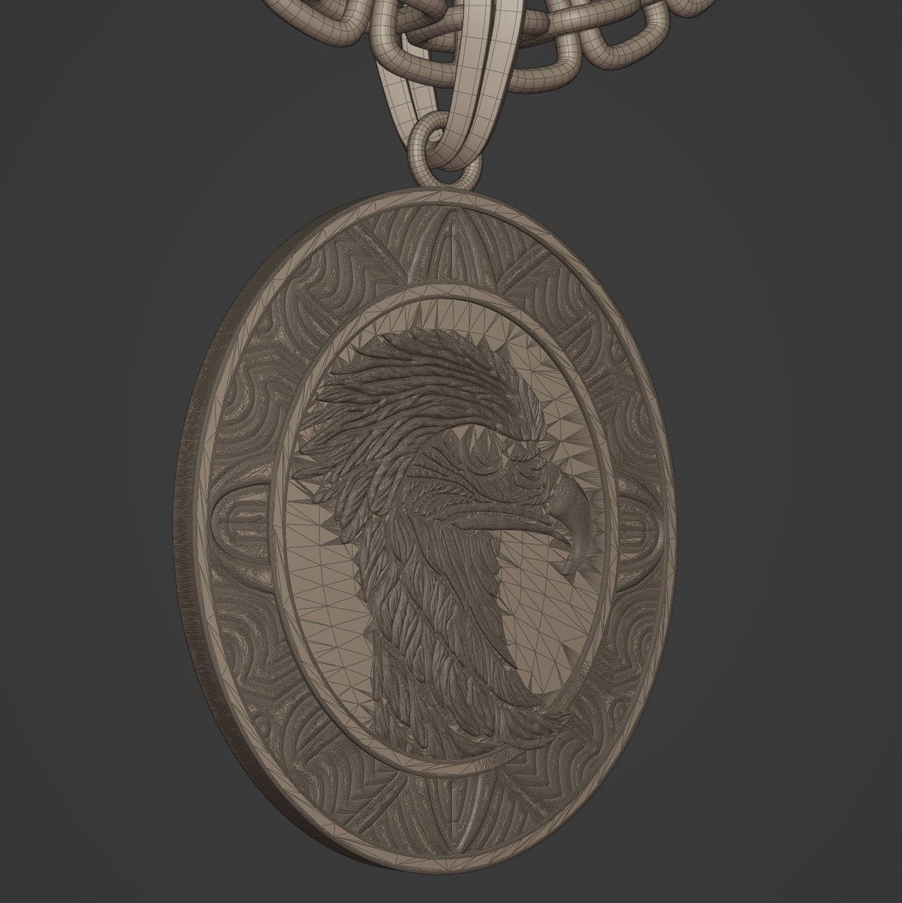 Eagle Stylized Pendant Coin Amulet Necklace 3D print model_15