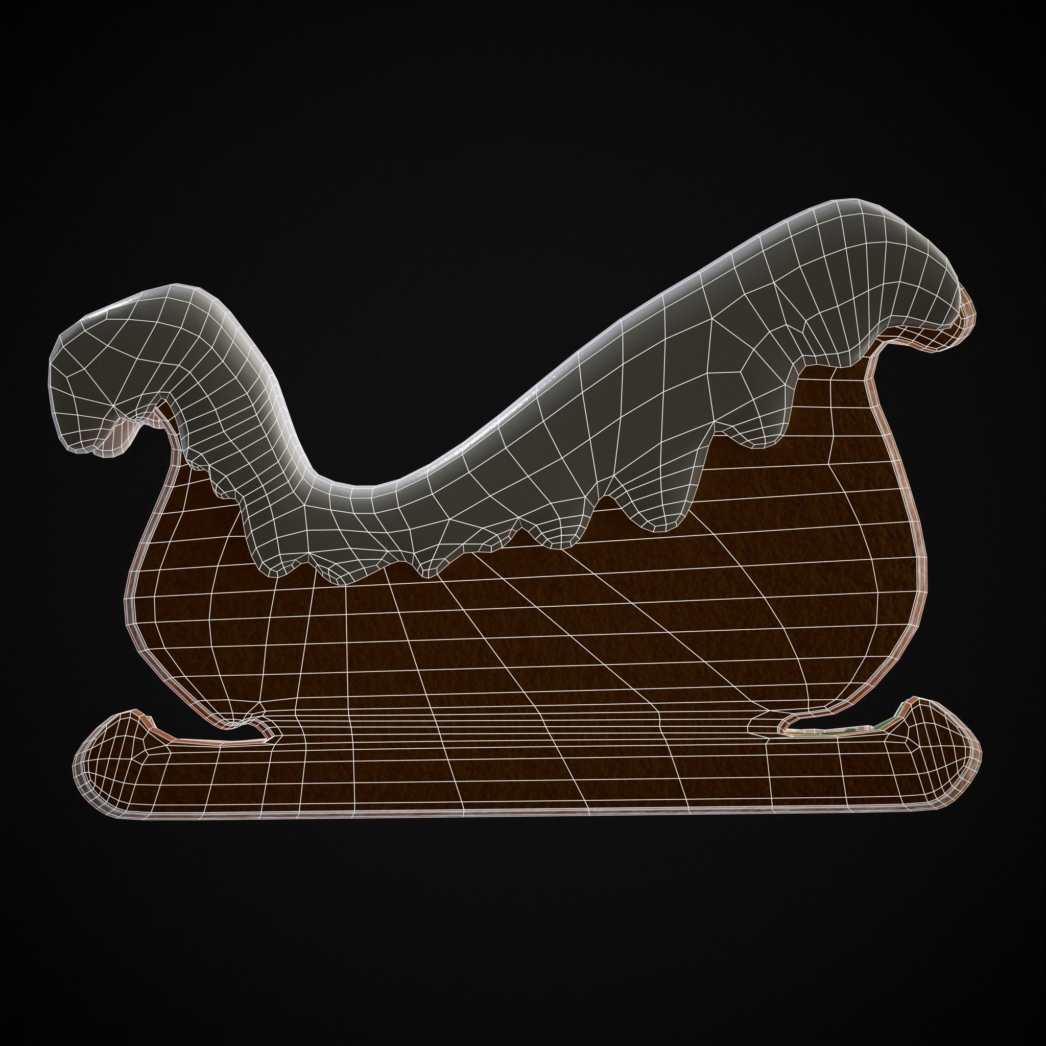Holiday Sleigh Decorated Cookie Low-poly 3D model_12