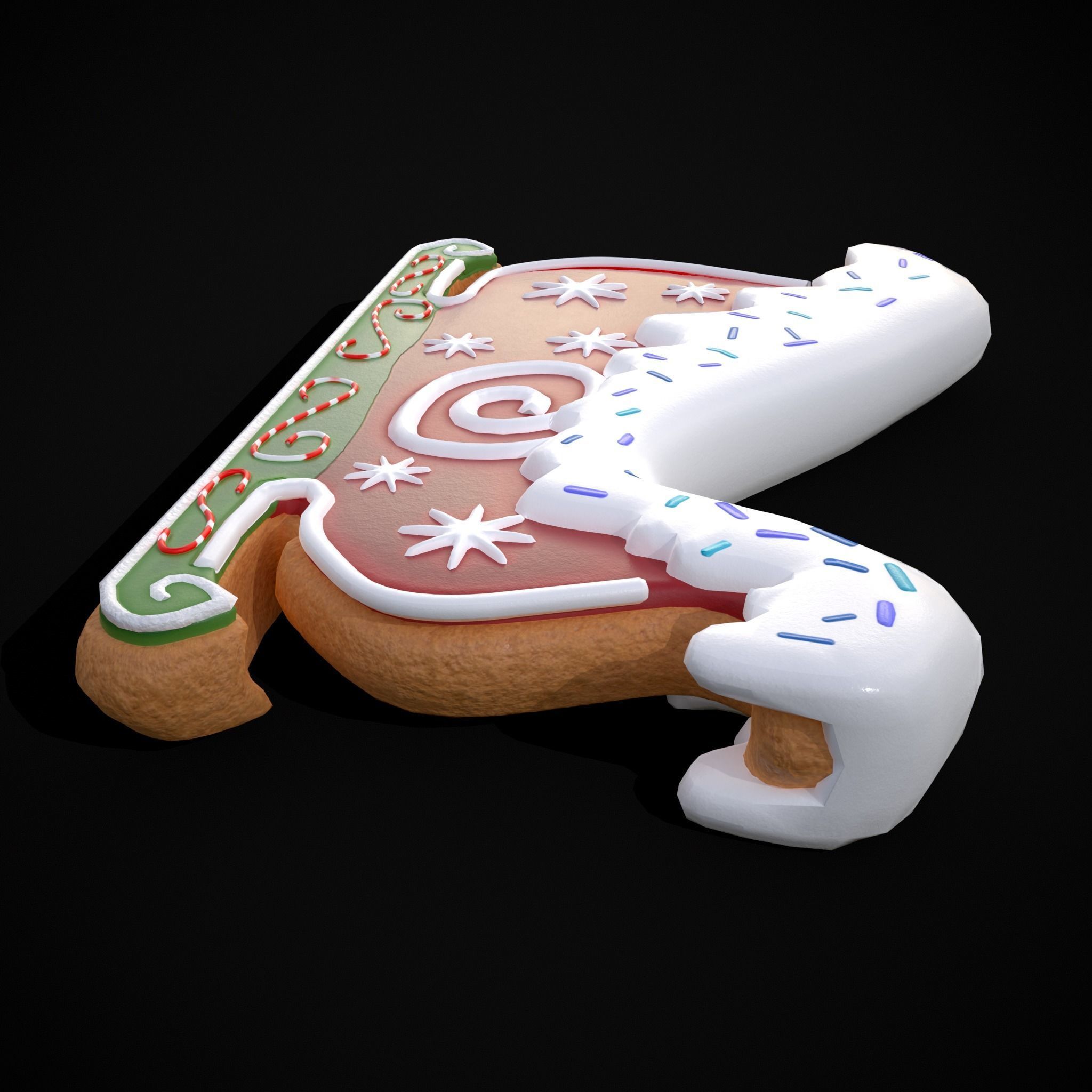 Holiday Sleigh Decorated Cookie Low-poly 3D model_9