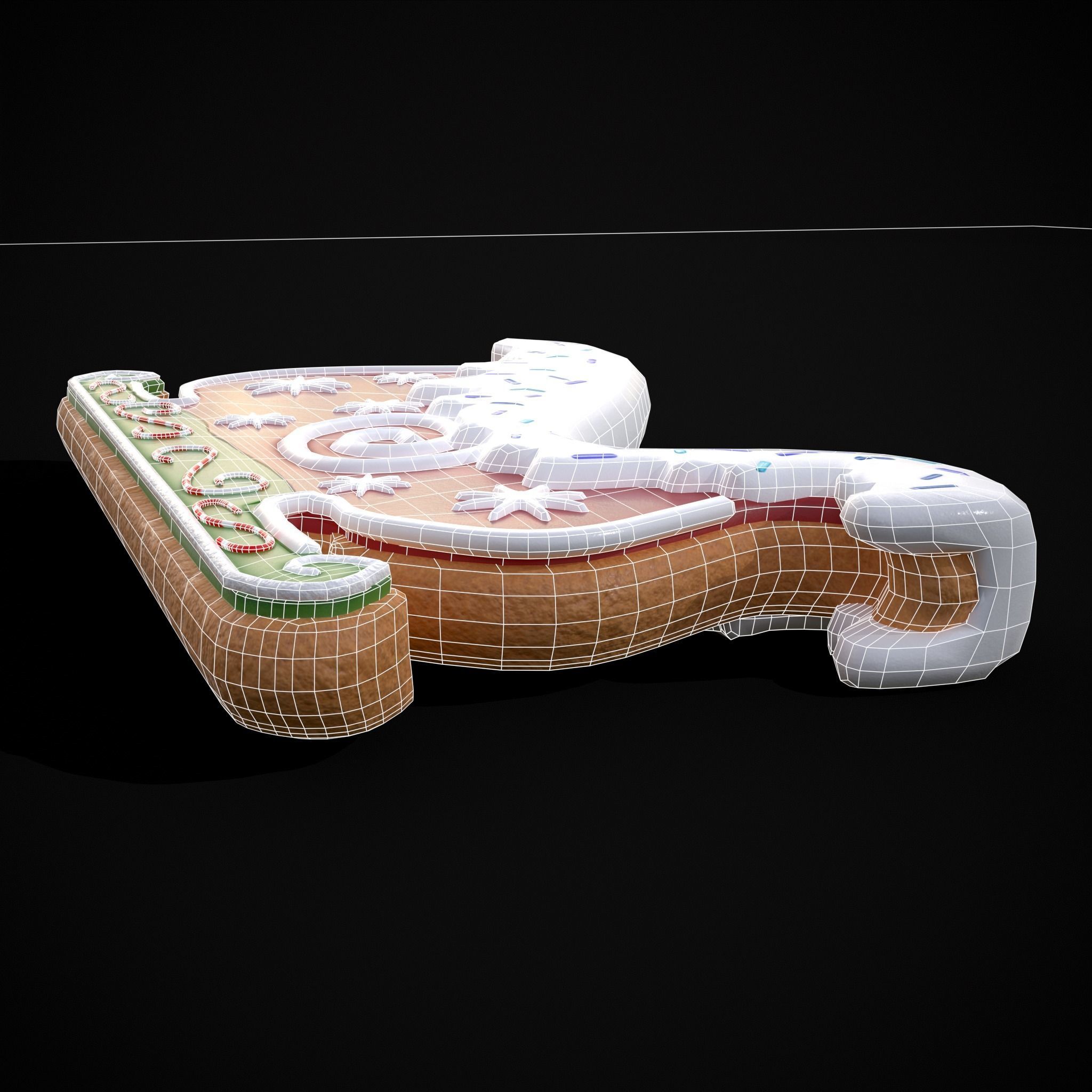 Holiday Sleigh Decorated Cookie Low-poly 3D model_6