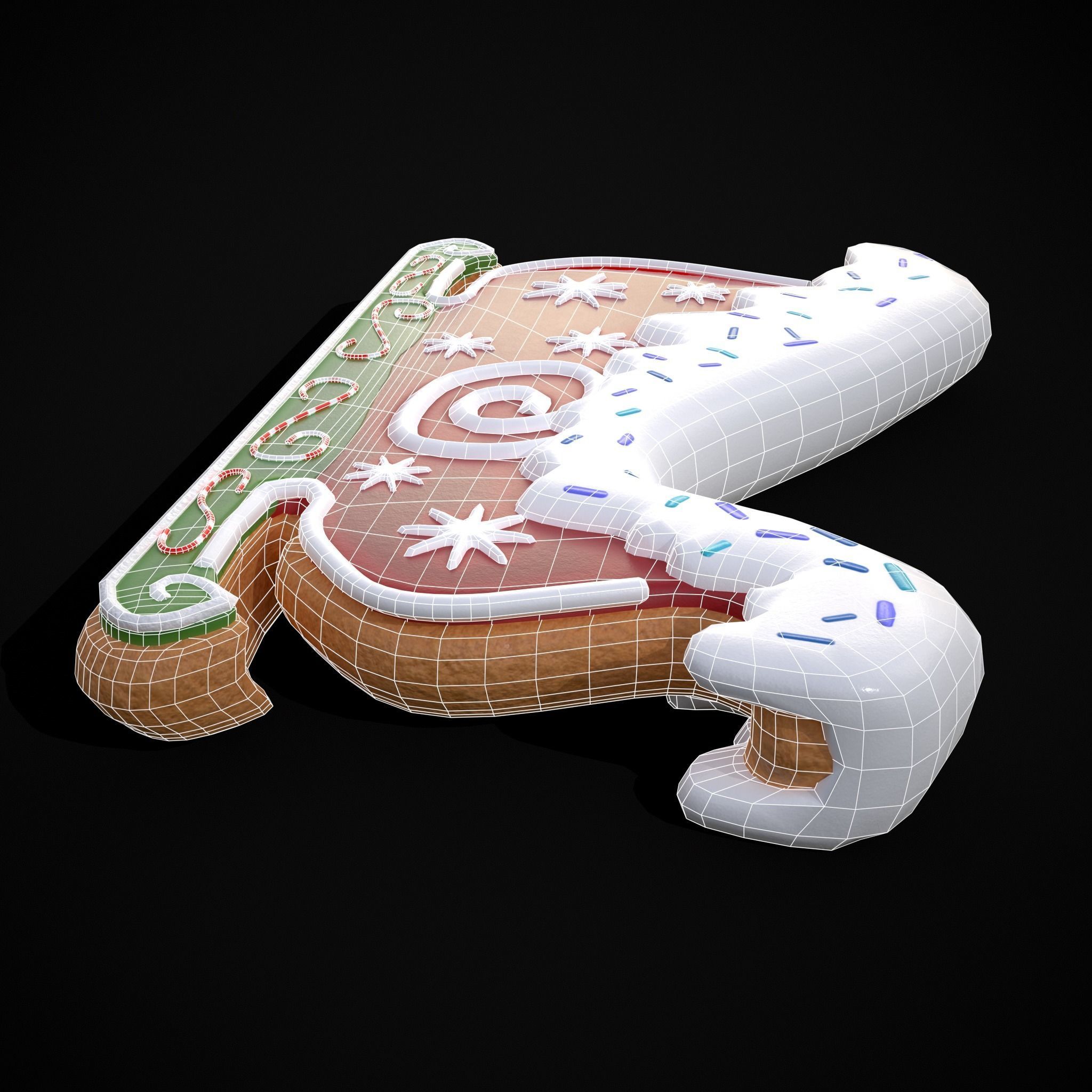 Holiday Sleigh Decorated Cookie Low-poly 3D model_10