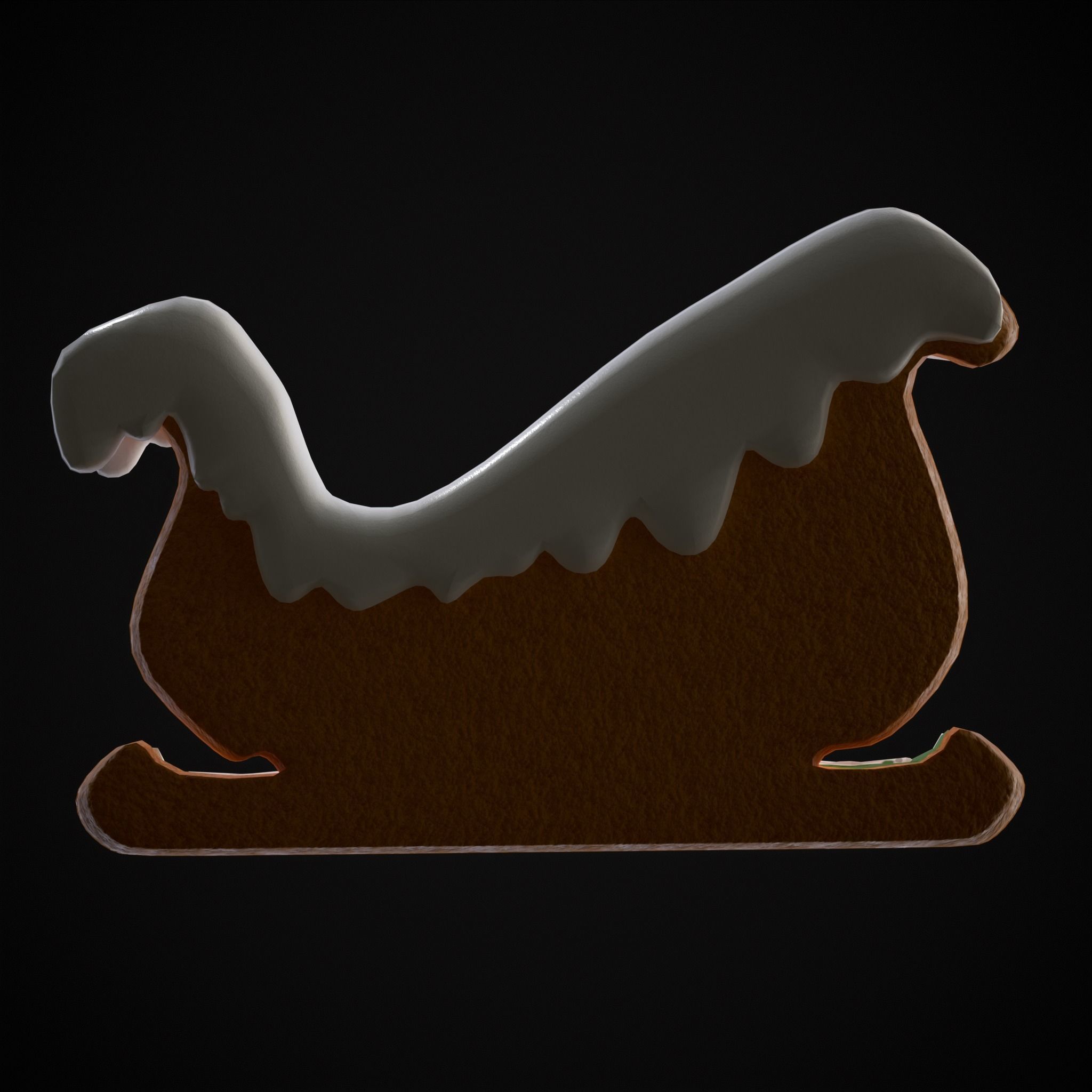 Holiday Sleigh Decorated Cookie Low-poly 3D model_11