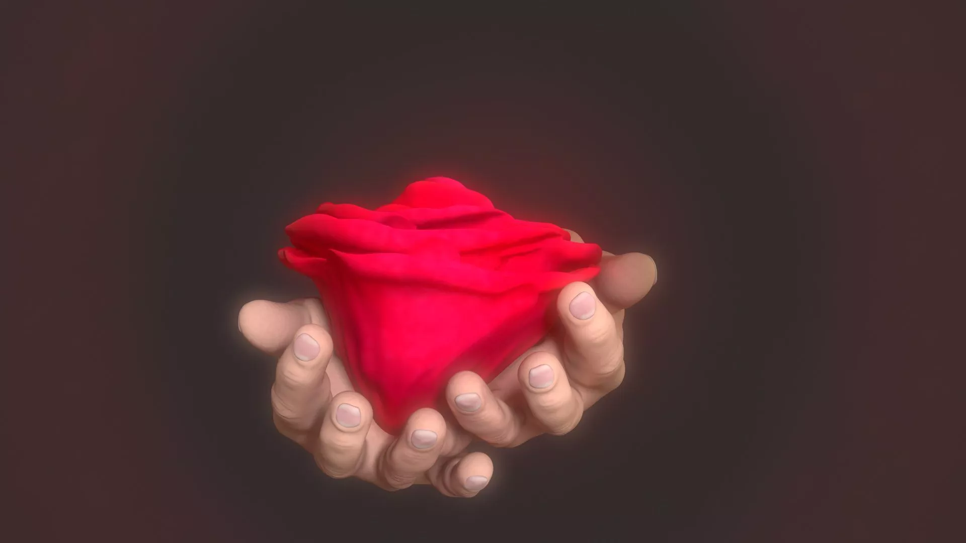 hands baby pink rose 3D print model