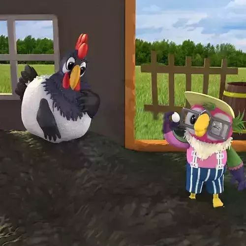 NATIVITY SCENE OF ROOSTERS AND CHICKENS GALLO Y GALLINA 3D print model