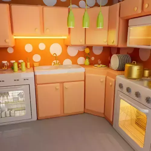 kitchen room cartoon 3d model