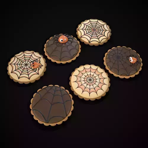 Six Round Spider Web Cookies