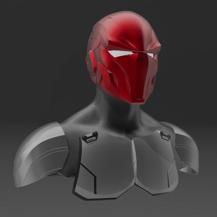 Red Hood Helmet and Armor Files 3D model_4