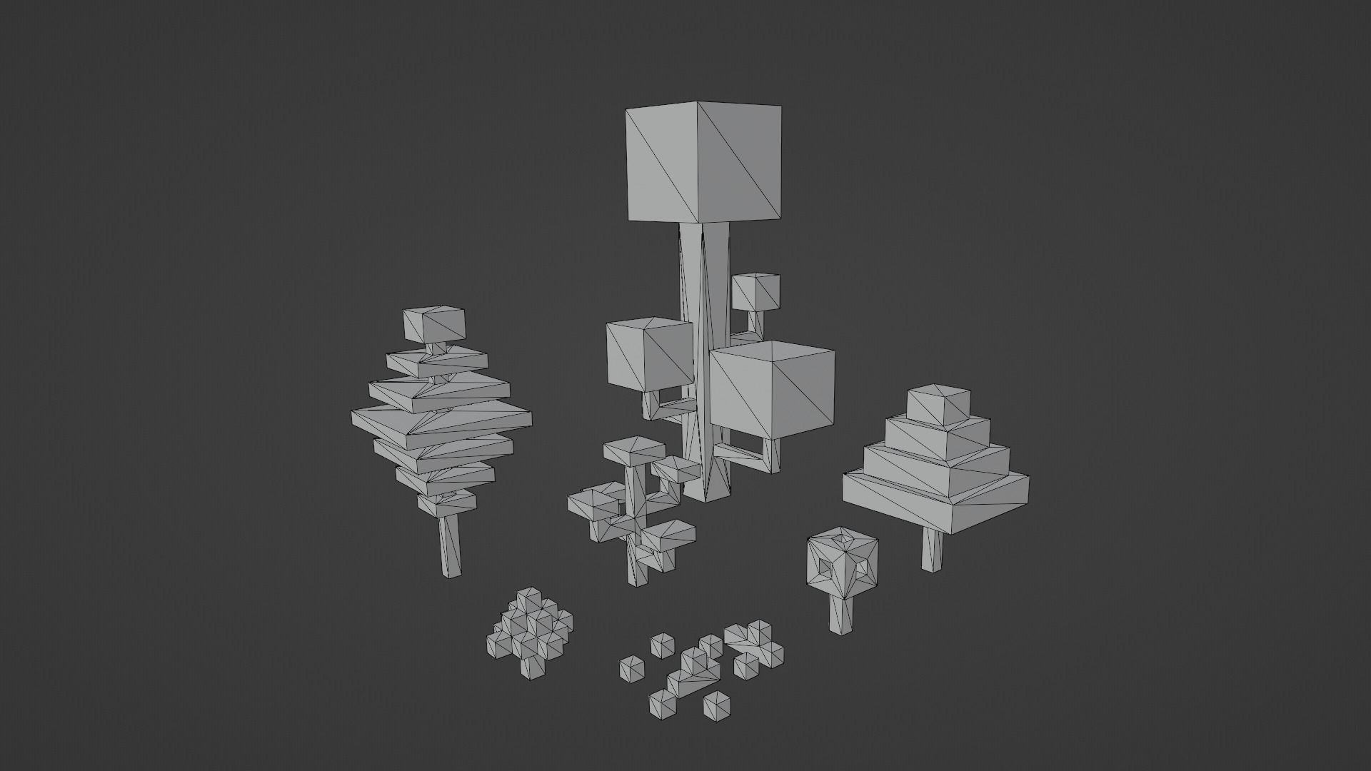 Isometric 3d Red Tree Set Low-poly 3D model_12