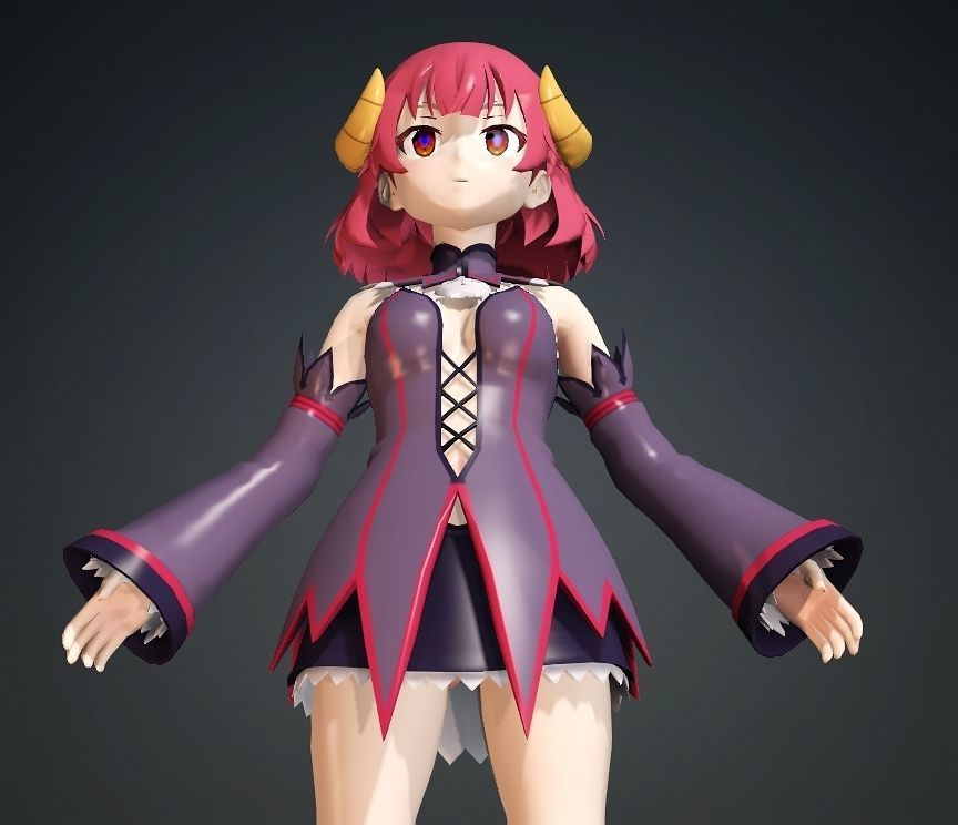 GAL GUN 2 Kurona 3d Character Low-poly 3D model_7