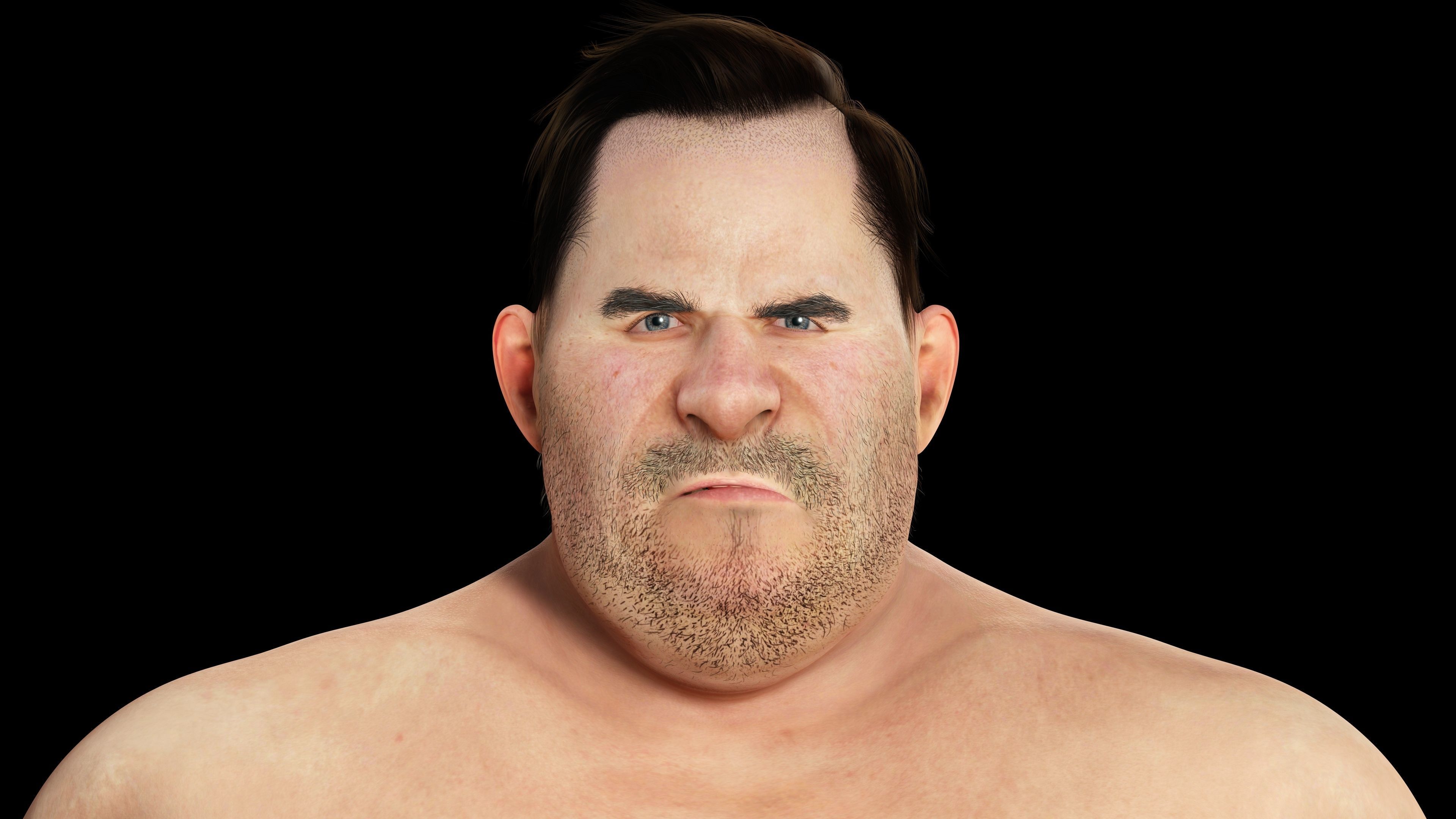 Fat Man naked and clothed Low-poly 3D model_4