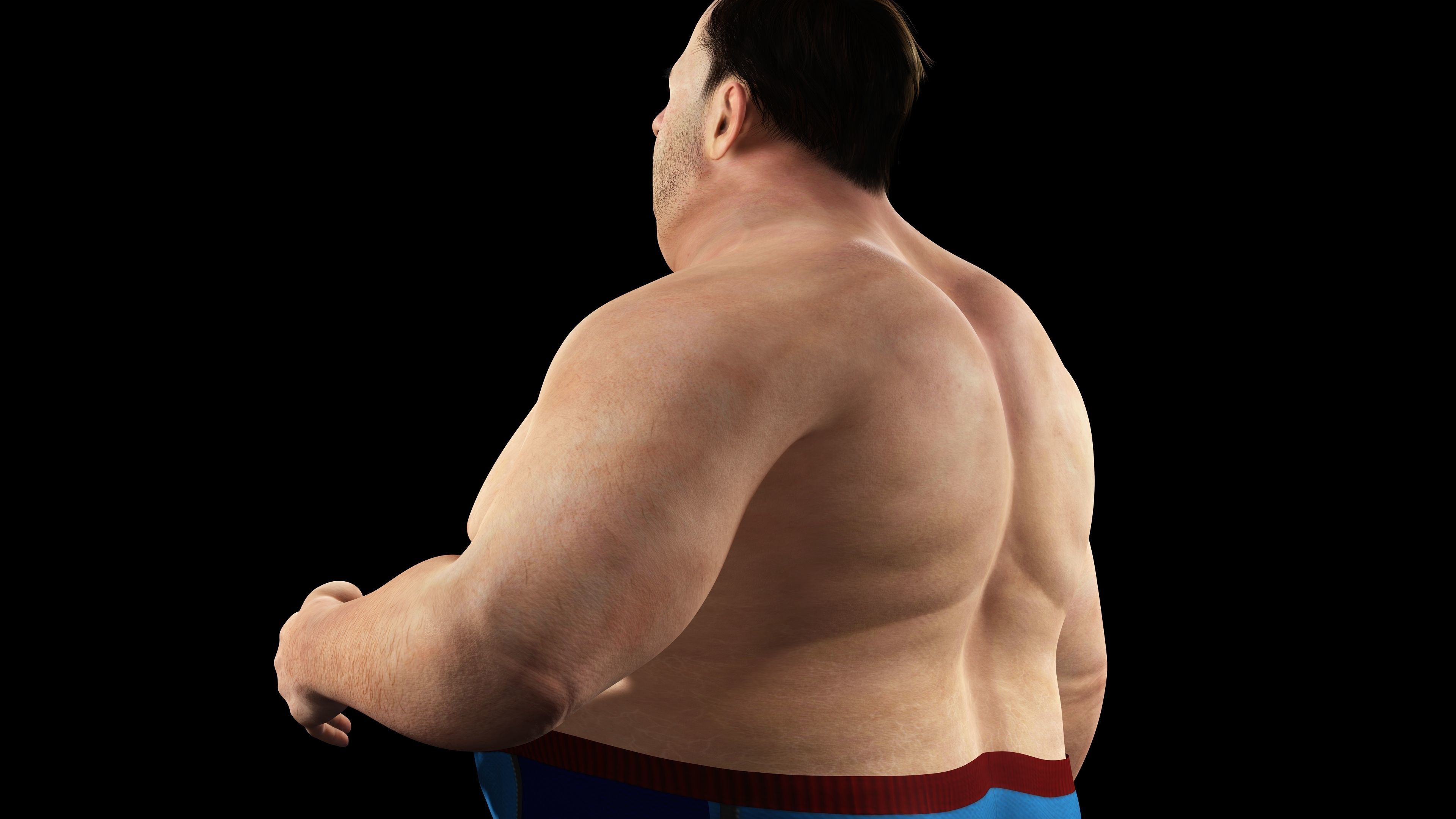 Fat Man naked and clothed Low-poly 3D model_5