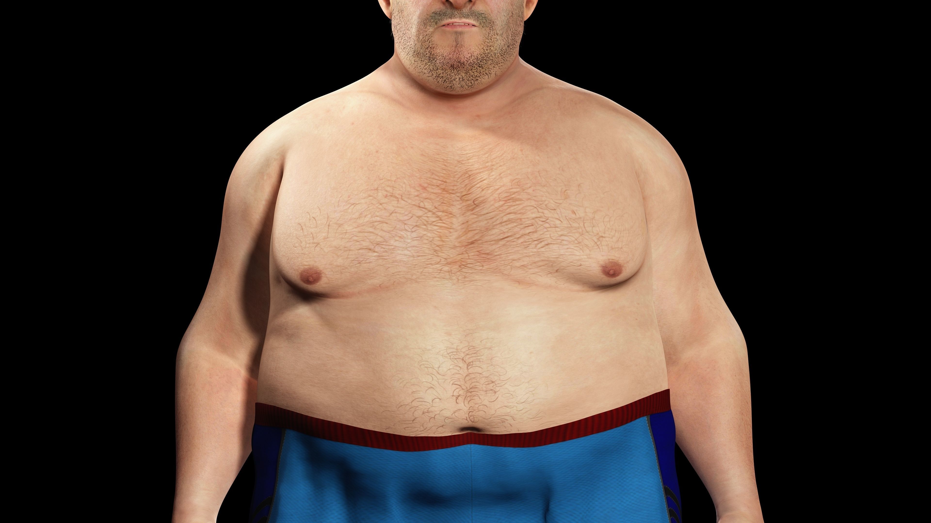 Fat Man naked and clothed Low-poly 3D model_7