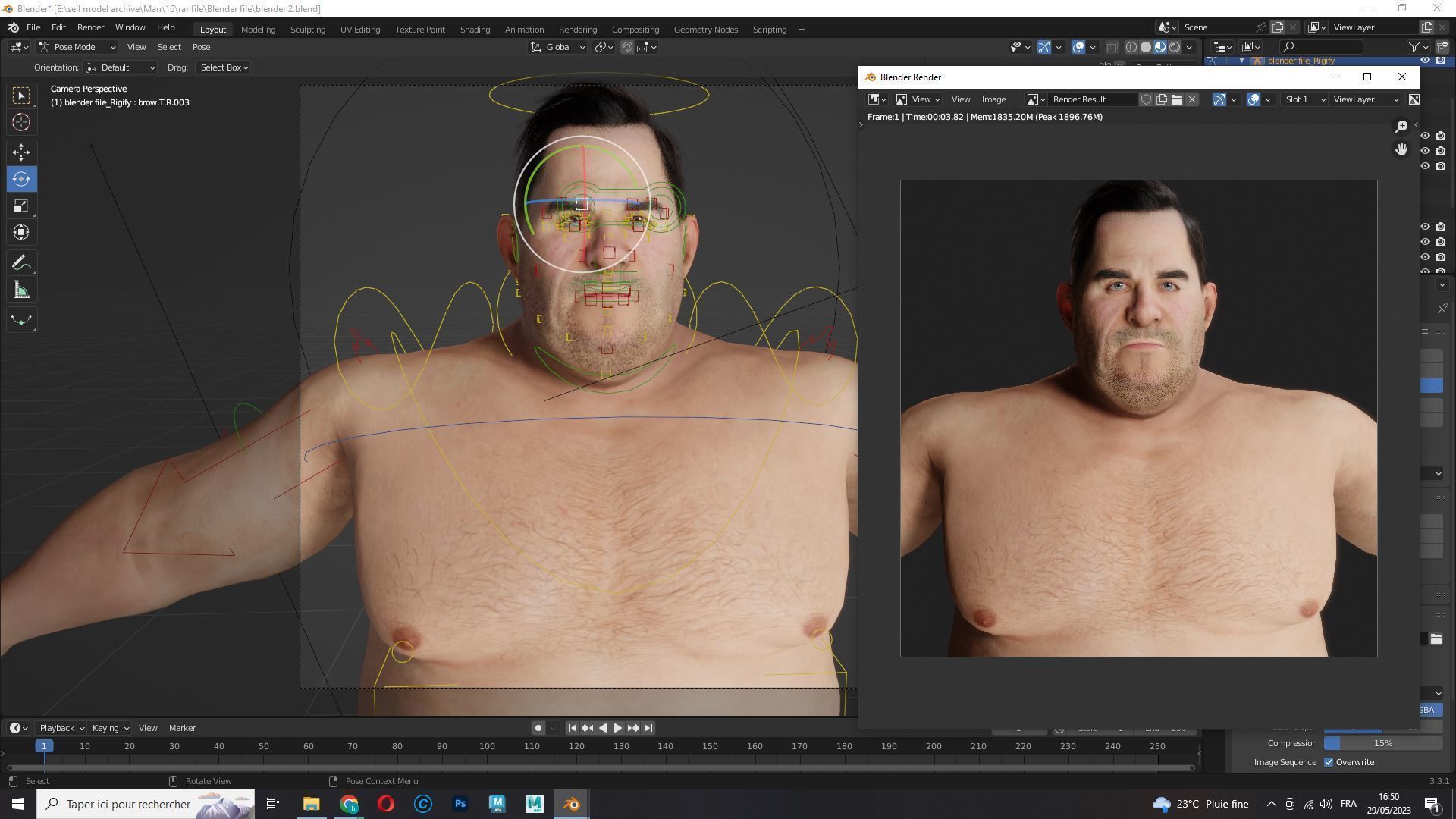 Fat Man naked and clothed Low-poly 3D model_21