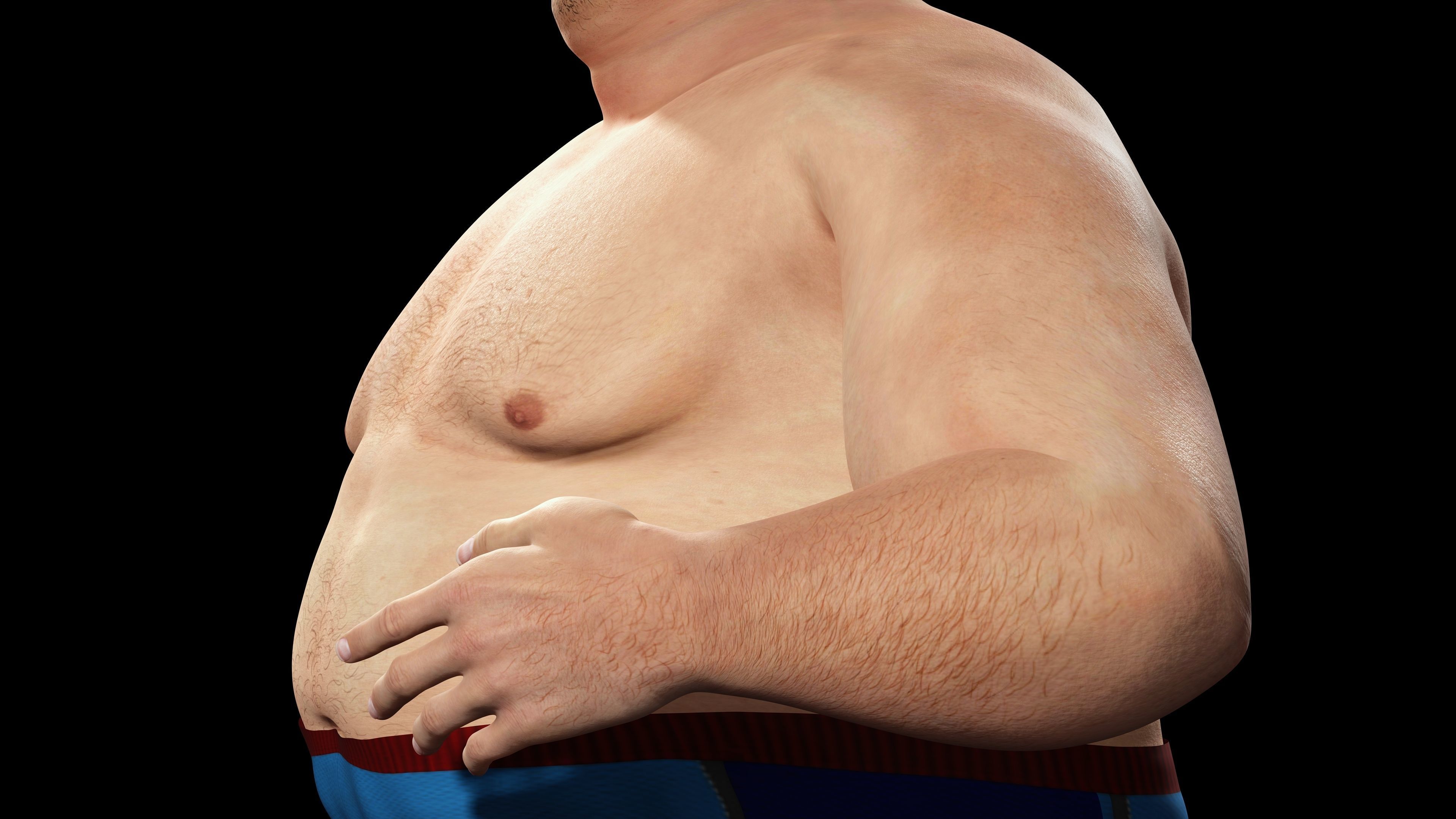 Fat Man naked and clothed Low-poly 3D model_8