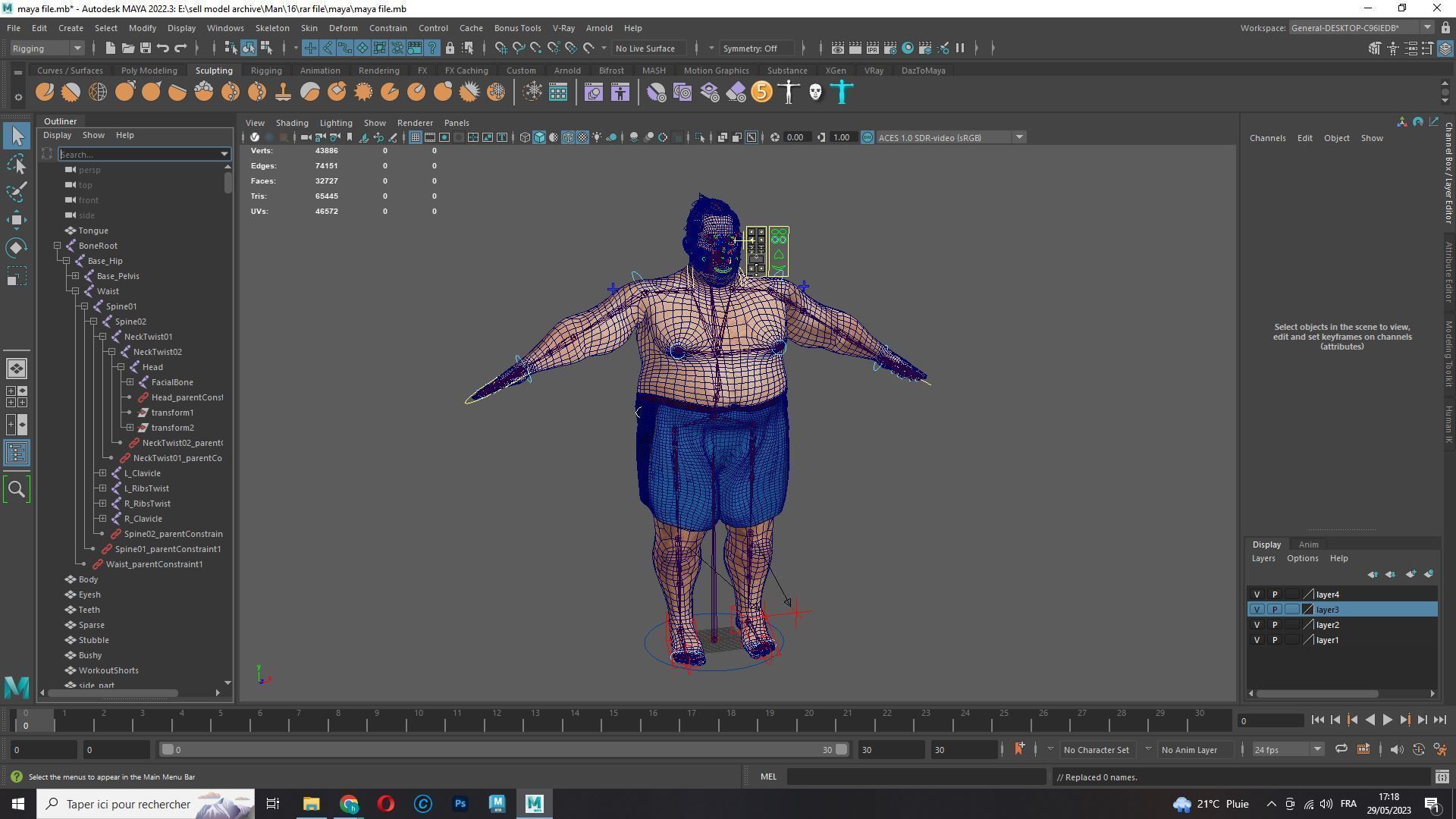 Fat Man naked and clothed Low-poly 3D model_22