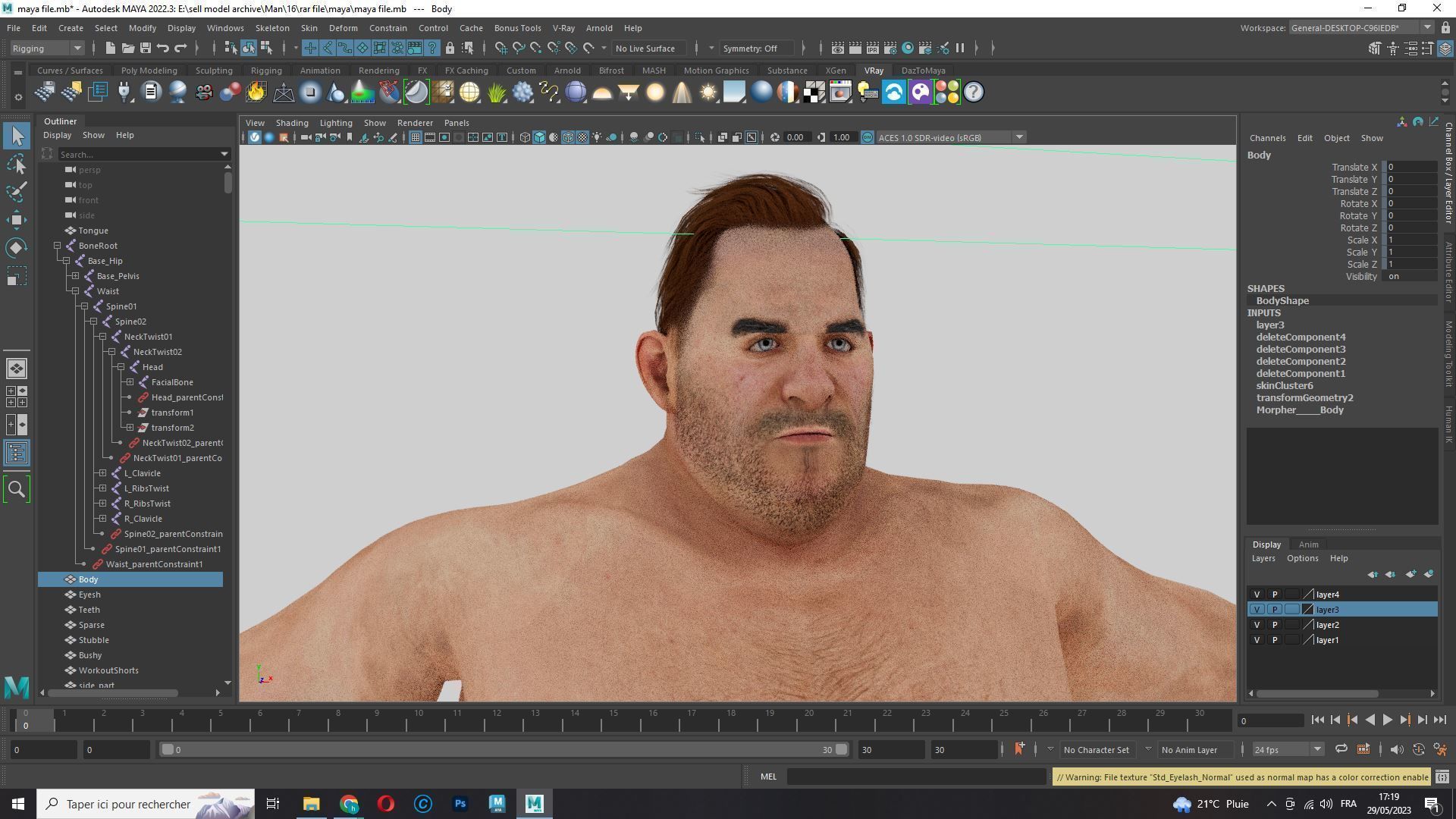 Fat Man naked and clothed Low-poly 3D model_24