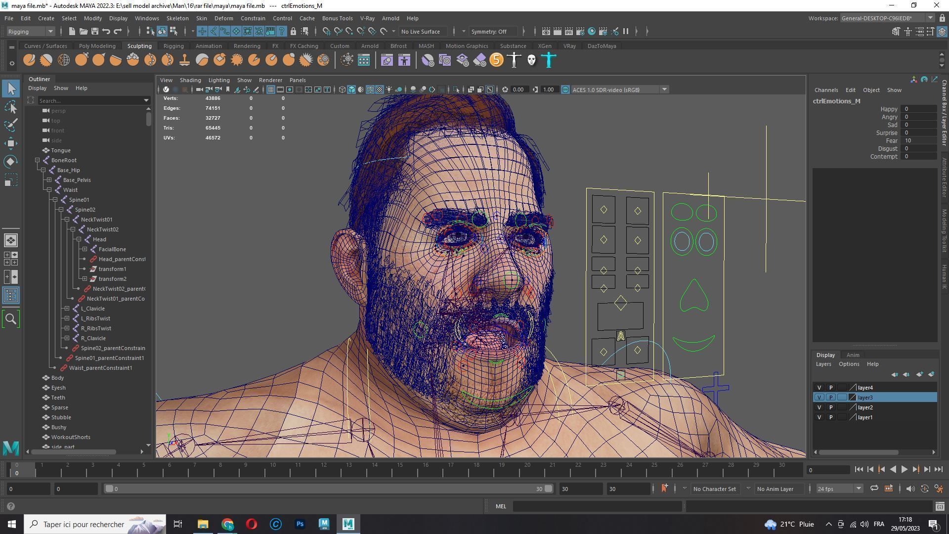 Fat Man naked and clothed Low-poly 3D model_23