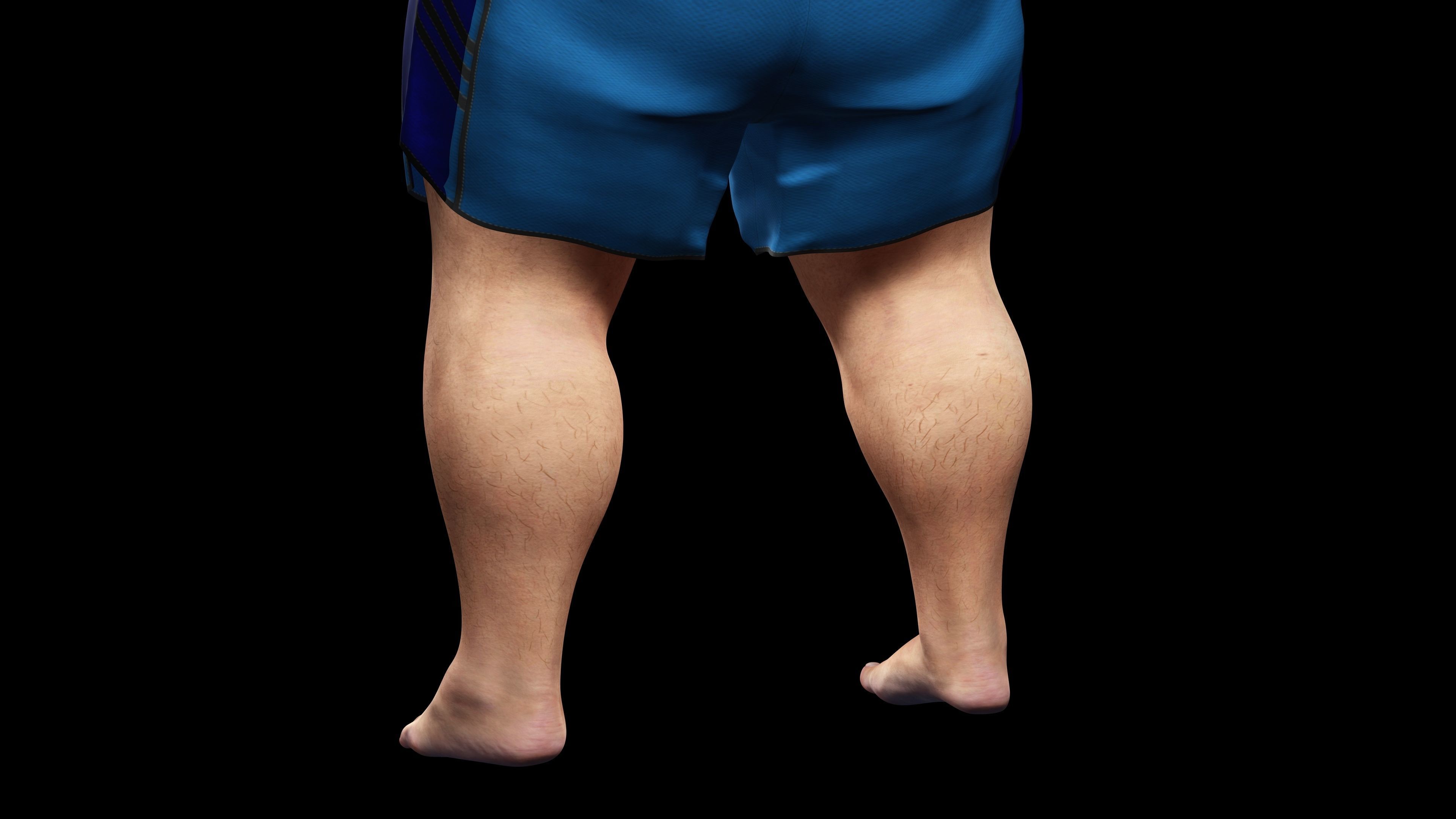 Fat Man naked and clothed Low-poly 3D model_11