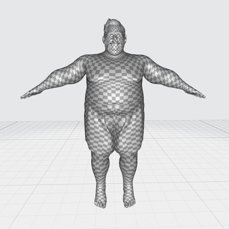 Fat Man naked and clothed Low-poly 3D model_32