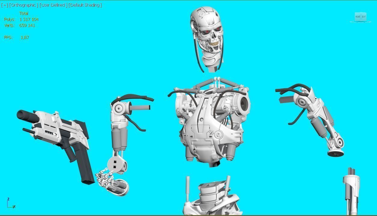 Terminator T-800 Endoskeleton Rekvizit T2 3D print model_32