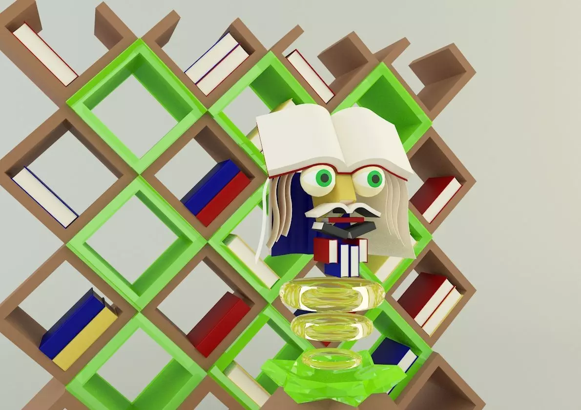 metaverse librarian Low-poly 3D model_0