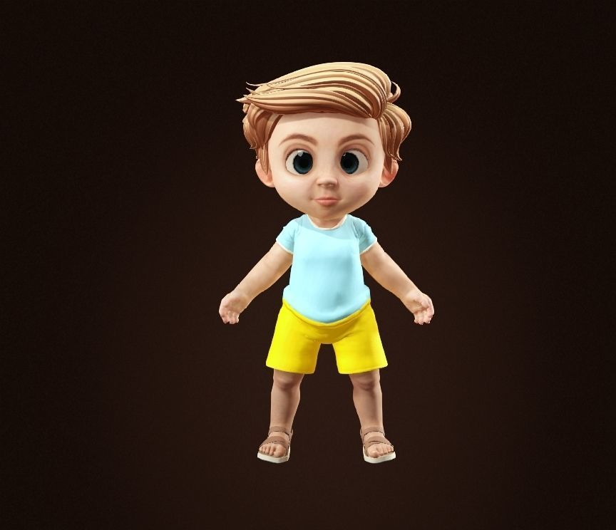 Male Kids Rigged 3D model Low-poly 3D model_5
